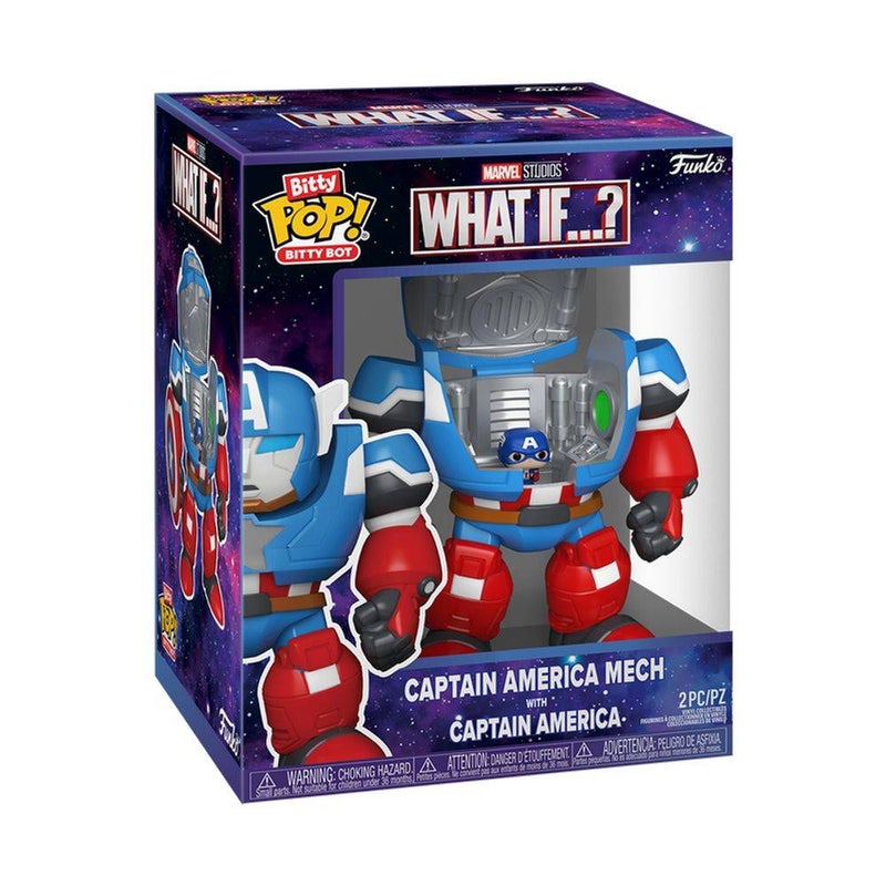 Funko فنكو بيتي بوب! بيتي بوت مارفل ماذا لو…؟ ميك كابتن أمريكا مع تمثال كابتن أمريكا الفينيل (عبوة من 2) - Image 1